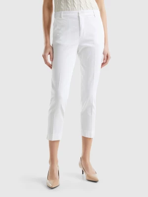 Benetton, Cropped Chinos In Stretch Cotton, size , White, Women United Colors of Benetton