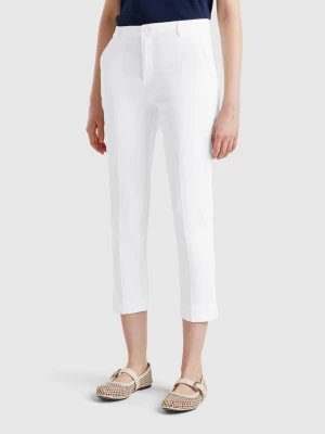 Benetton, Cropped Chinos In Stretch Cotton, size , White, Women United Colors of Benetton