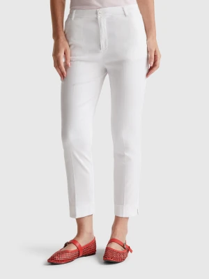 Benetton, Cropped Chinos In Stretch Cotton, size , White, Women United Colors of Benetton