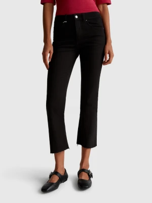 Benetton, Cropped Cotton Jeans, size 30, Black, Women United Colors of Benetton