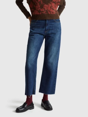 Benetton, Cropped Daddy Fit Jeans, Size: 34, Dark Blue, Women United Colors of Benetton