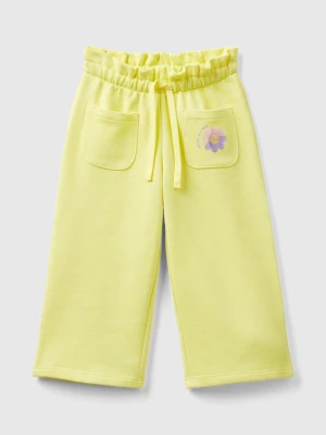 Benetton, Cropped Fit Sweatpants, size 82, Yellow, Kids United Colors of Benetton
