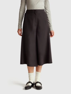 Benetton, Cropped Flared Pants, Black, Women United Colors of Benetton