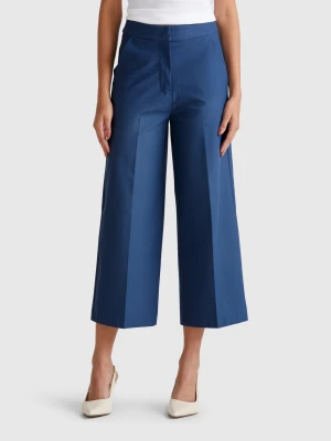 Benetton, Cropped High-waisted Trousers, size , Air Force Blue, Women United Colors of Benetton