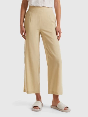 Benetton, Cropped Trousers In Sustainable Viscose Blend, size , Beige, Women United Colors of Benetton