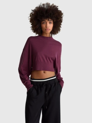 Benetton, Cropped Turtleneck Sweater, Size: L, Plum, Women United Colors of Benetton