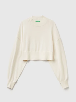 Benetton, Cropped Turtleneck Sweater, Size: XS, Creamy White, Women United Colors of Benetton
