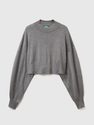 Benetton, Cropped Turtleneck Sweater, Size: XS, Dark Gray, Women United Colors of Benetton