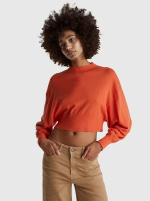 Benetton, Cropped Turtleneck Sweater, Size: XS, Orange, Women United Colors of Benetton
