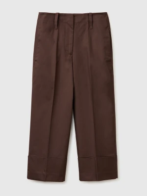 Benetton, Cuffed Trousers, Brown, Women United Colors of Benetton