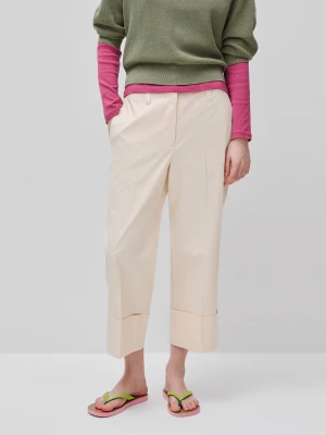 Benetton, Cuffed Trousers, Creamy White, Women United Colors of Benetton