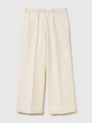 Benetton, Cuffed Trousers, Size: XXS, Creamy White, Women United Colors of Benetton