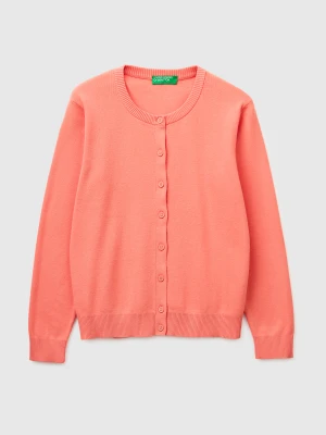 Benetton, Dark Blue Cardigan In Tricot Cotton, Size: XS, Peach, Women United Colors of Benetton