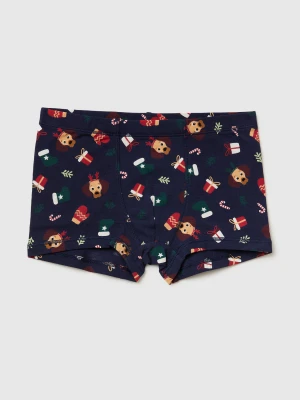 Benetton, Dark Blue Christmas Boxers, Size: XXS, Dark Blue, Kids United Colors of Benetton