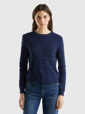 Benetton, Dark Blue Knitted Sweater, size L, Dark Blue, Women United Colors of Benetton
