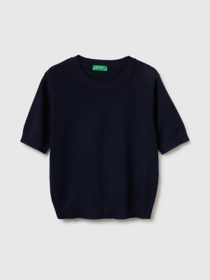 Benetton, Dark Blue Short Sleeve Sweater, Size: XS, Dark Blue, Women United Colors of Benetton