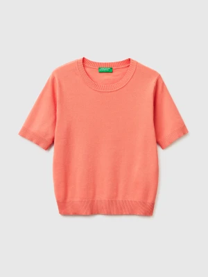 Benetton, Dark Blue Short Sleeve Sweater, Size: XS, Peach, Women United Colors of Benetton