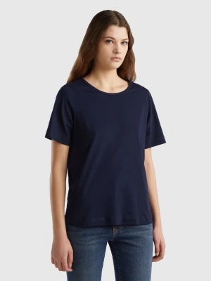 Benetton, Dark Blue Short Sleeve T-shirt, size L, Dark Blue, Women United Colors of Benetton