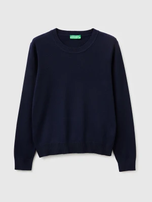 Benetton, Dark Blue Sweater In Tricot Cotton, Size: XS, Dark Blue, Women United Colors of Benetton