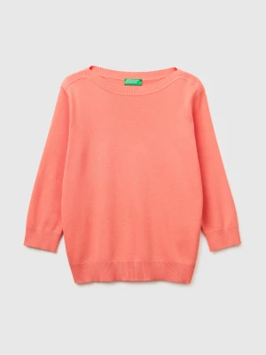 Benetton, Dark Blue Sweater With Boat Neck, Size: XS, Peach, Women United Colors of Benetton