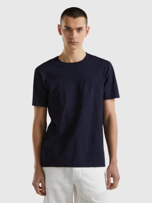 Benetton, Dark Blue T-shirt In Slub Cotton, size L, Dark Blue, Men United Colors of Benetton