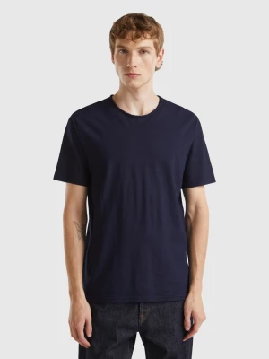 Benetton, Dark Blue T-shirt In Slub Cotton, size L, Dark Blue, Men United Colors of Benetton