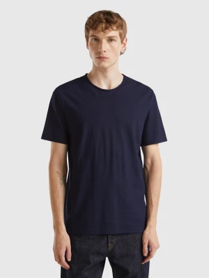 Benetton, Dark Blue T-shirt In Slub Cotton, size L, Dark Blue, Men United Colors of Benetton