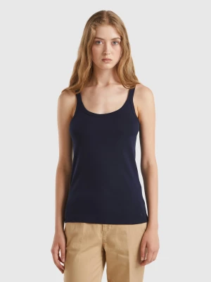 Benetton, Dark Blue Tank Top In Pure Cotton, size L, Dark Blue, Women United Colors of Benetton