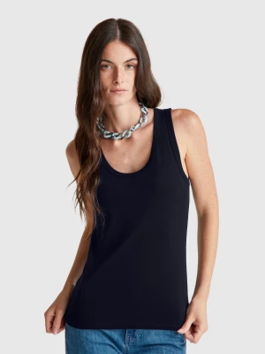 Benetton, Dark Blue Tank Top In Pure Cotton, Size: S, Dark Blue, Women United Colors of Benetton
