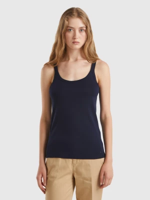 Benetton, Dark Blue Tank Top In Pure Cotton, size XS, Dark Blue, Women United Colors of Benetton