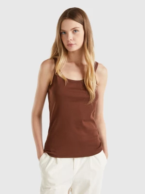 Benetton, Dark Brown Tank Top In Pure Cotton, size L, Dark Brown, Women United Colors of Benetton