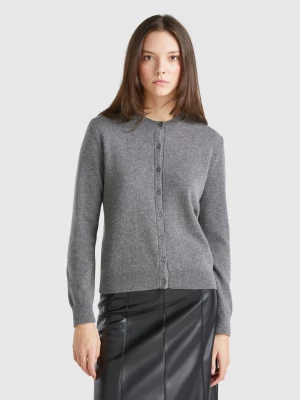 Benetton, Dark Gray Cardigan In Pure Cashmere, size XS, Dark Gray, Women United Colors of Benetton