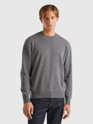 Benetton, Dark Gray Sweater In Pure Cashmere, size L, Dark Gray, Men United Colors of Benetton