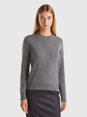 Benetton, Dark Gray Sweater In Pure Cashmere, size L, Dark Gray, Women United Colors of Benetton