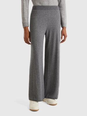 Benetton, Dark Gray Wide Leg Trousers In Wool And Cashmere Blend, size S, Dark Gray, Women United Colors of Benetton