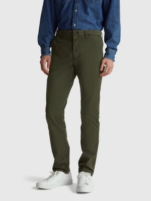Benetton, Dark Green Slim Fit Chinos, Size: 58, Dark Green, Men United Colors of Benetton