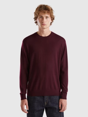 Benetton, Dark Purple Sweater In Pure Merino Wool, size L, , Men United Colors of Benetton