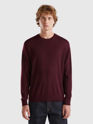 Benetton, Dark Purple Sweater In Pure Merino Wool, size S, , Men United Colors of Benetton