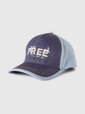 Benetton, Denim Baseball Cap With Slogan, Size: S, Blue, Kids United Colors of Benetton