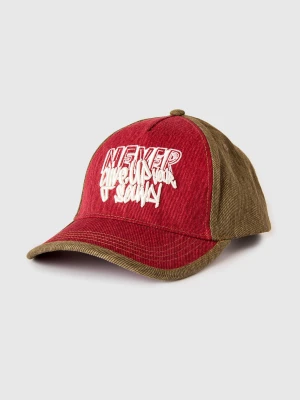 Benetton, Denim Baseball Cap With Slogan, Size: S, Fuchsia, Kids United Colors of Benetton