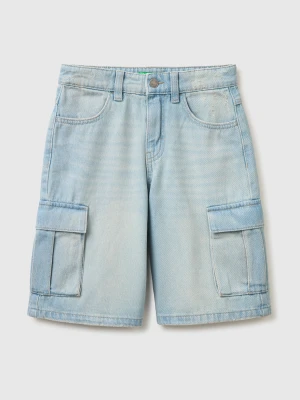 Benetton, Denim Bermuda Shorts With Pockets, Size: XL, Sky Blue, Kids United Colors of Benetton