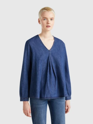 Benetton, Denim Blouse, size XXS, Dark Blue, Women United Colors of Benetton