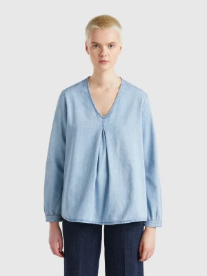 Benetton, Denim Blouse, size XXS, Light Blue, Women United Colors of Benetton