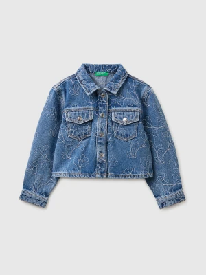 Benetton, Denim Jacket With Embroidery, Size: 116, Blue, Kids United Colors of Benetton