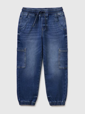 Benetton, Denim Joggers With Maxi Pockets, Size: XL, Blue, Kids United Colors of Benetton