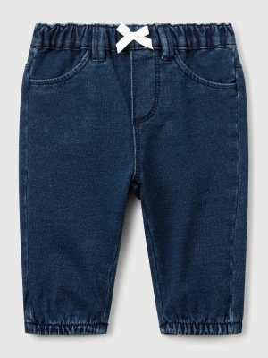 Benetton, Denim Look Trousers With Bow, size 82, Dark Blue, Kids United Colors of Benetton