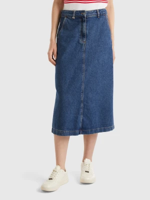 Benetton, Denim Midi Skirt, size , Blue, Women United Colors of Benetton