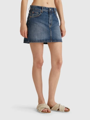 Benetton, Denim Mini Skirt, size , Blue, Women United Colors of Benetton