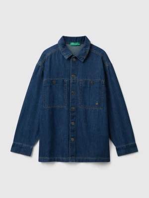 Benetton, Denim Shirt With Pockets, size XL, Blue, Kids United Colors of Benetton
