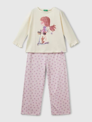 Benetton, Doll Print Pyjamas, size XXS, Creamy White, Kids United Colors of Benetton